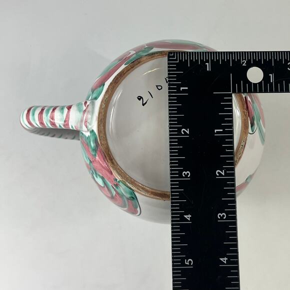 Kitty Cat Pitcher Vintage Hand Painted Italian Glazed Green Red 2105/2 Carafe - Picture 11 of 14